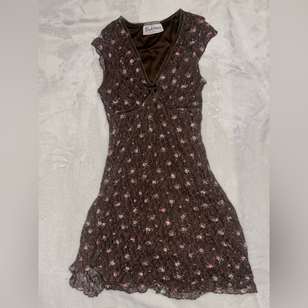 Coquette Floral Brown Dress SIZE S
